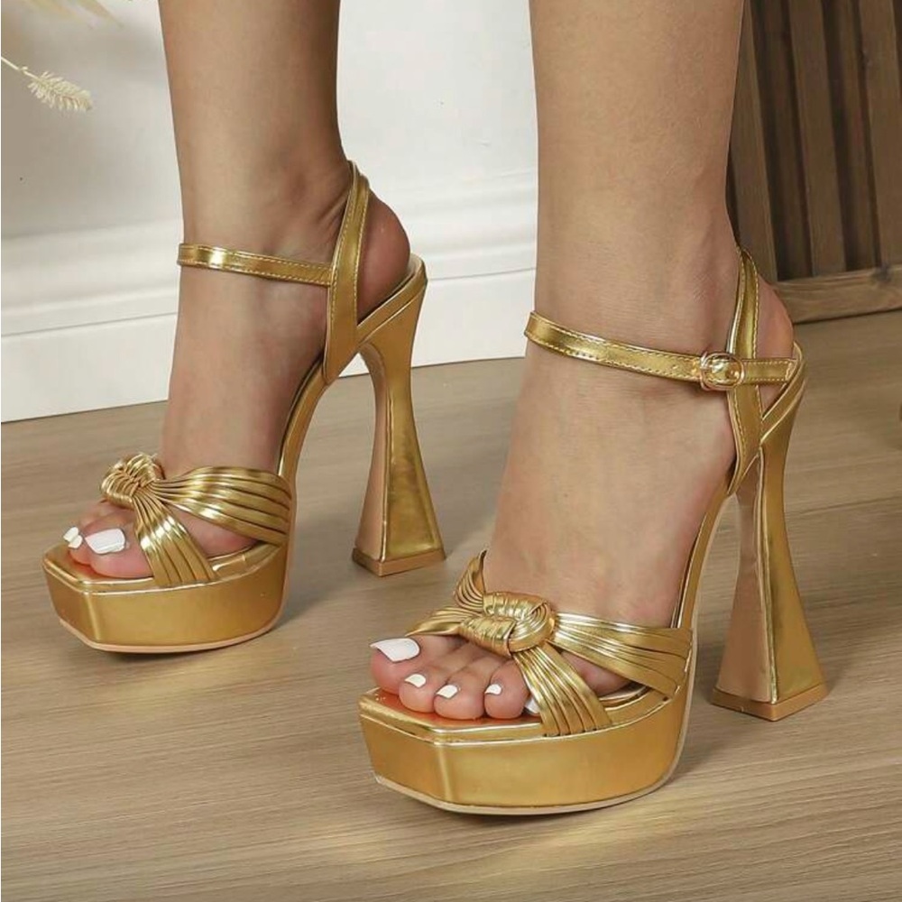 Fashion Nova Gold Strappy Heels